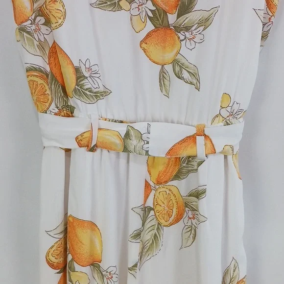 For Love And Lemons Wh Lemon Print W Belt Jumpsuit. - Picture 9 of 11